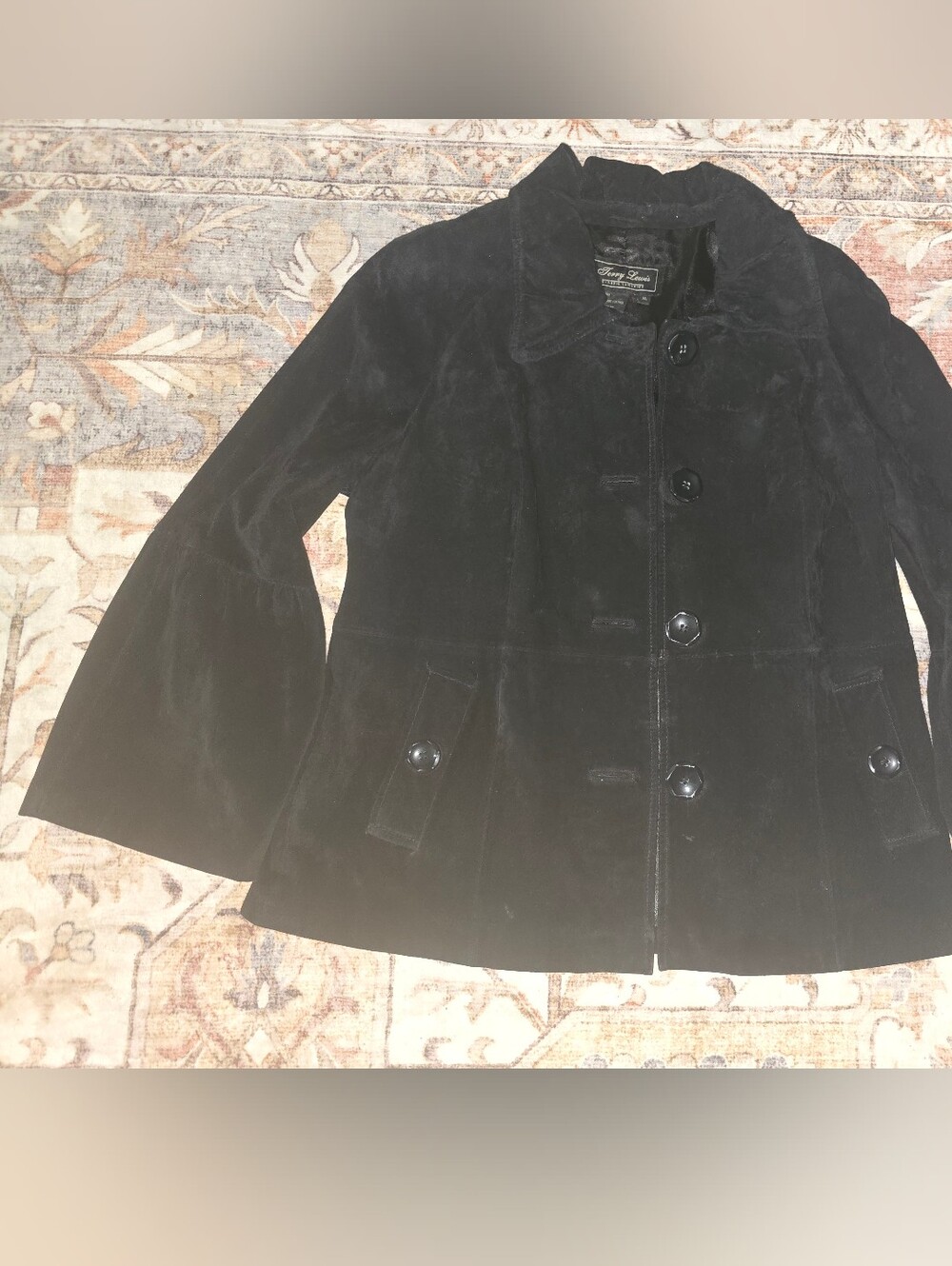 Terry Lewis Classic Luxuries Black Leather Button-Front Jacket